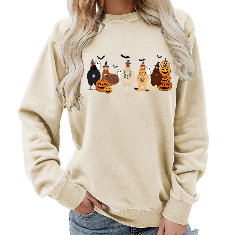 Dame sweatshirt med muntert Halloween-motiv Skjora
