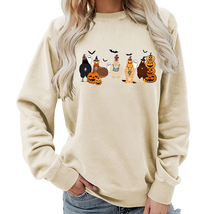 Dame sweatshirt med muntert Halloween-motiv Skjora