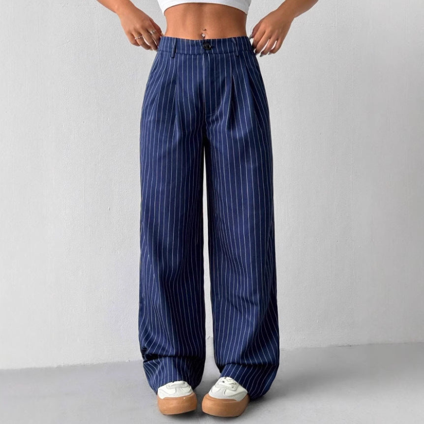 Dame Elegant og bredt stoffbukse med stripemønster Skjora
