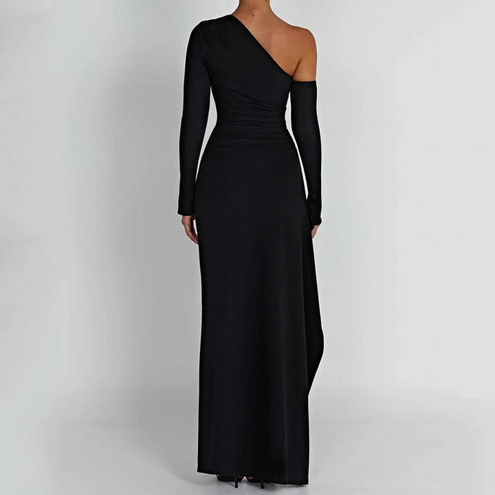 Damer Elegant En-skulder Maxi Kjole med Glitrende Stoffer og Tett Snitt Skjora