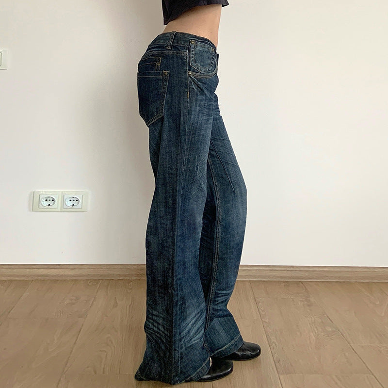 Damer Vidje Jeans i Vintage-stil med høy midje og stilige stikninger Skjora
