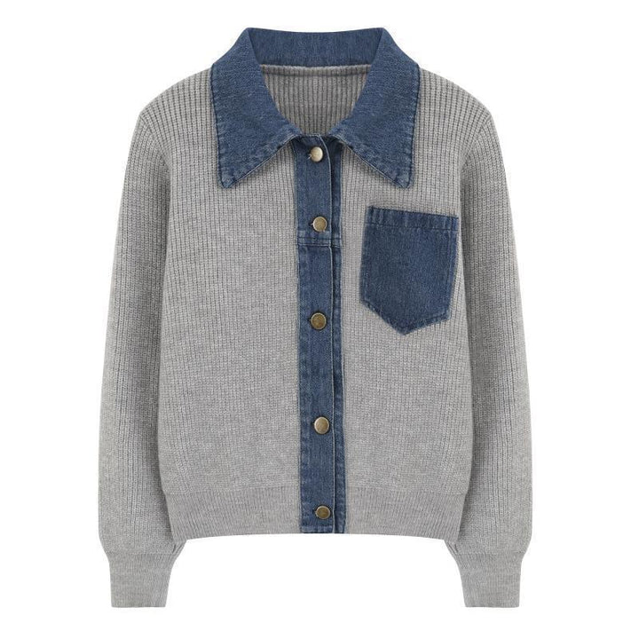 Kvinne cardigan med denimdetalj Skjora