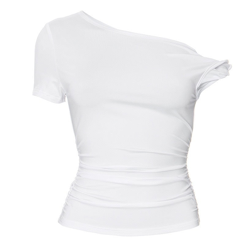 Dame Off-Shoulder Crop-Top med sidelukking Skjora