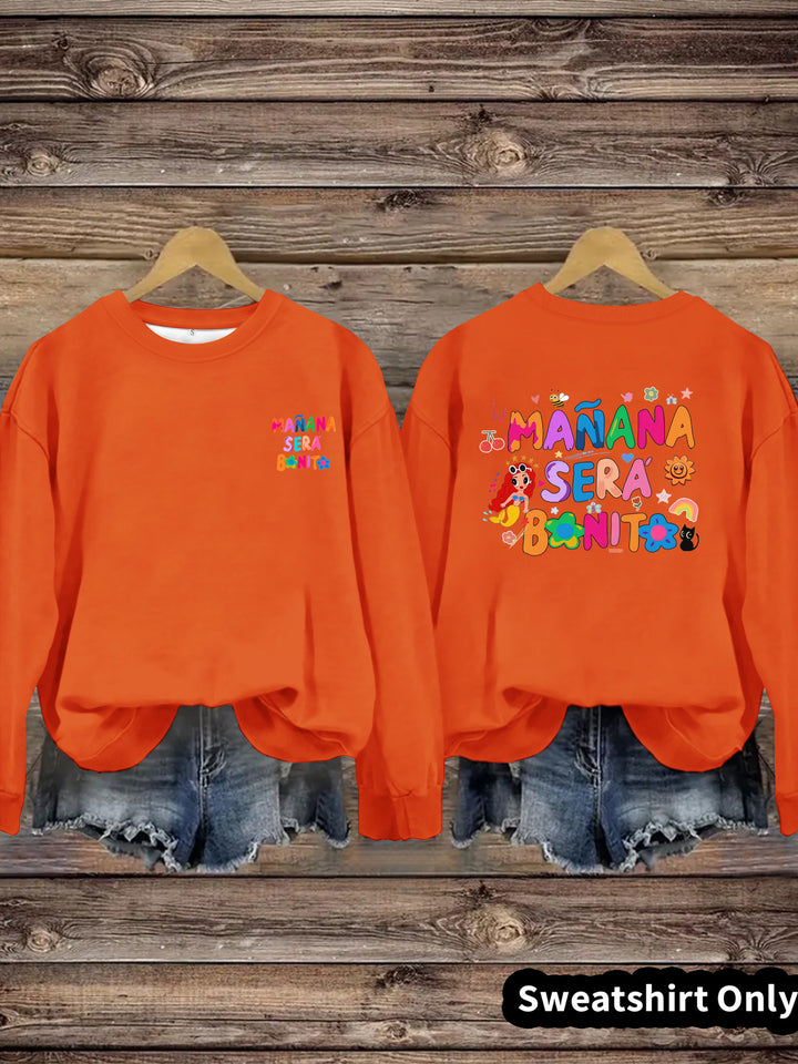 Dame sweatshirt med lekent fargerikt trykk og avslappet passform Skjora