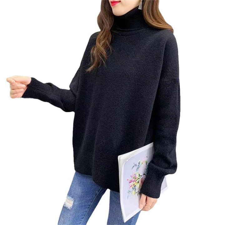 Kvinnens chunky strikkegenser med høy hals og oversized passform Skjora