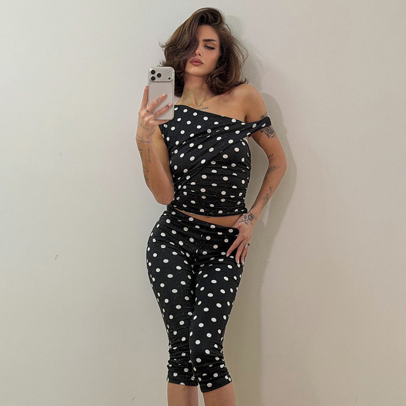 Dame sexy Polka-Dot topp og leggings sett Skjora