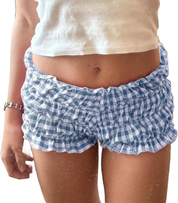 Dame Luftige Shorts med Gingham-mønster Skjora