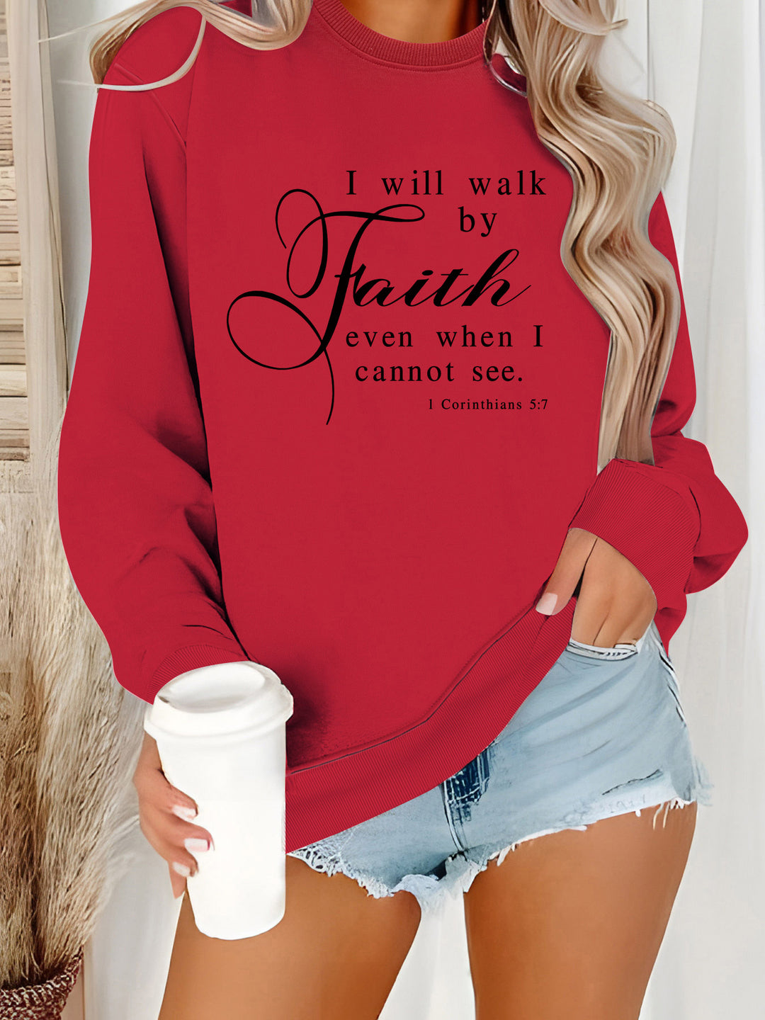 Dame sweatshirt med inspirerende tekst og mykt materiale Skjora