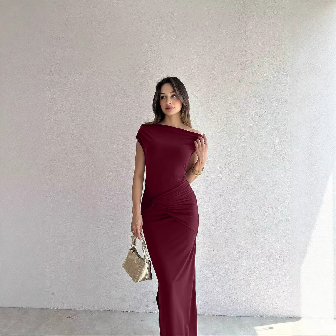 Dame Elegant Maxikjole med Off-Shoulder Design og dekorativ drapering Skjora