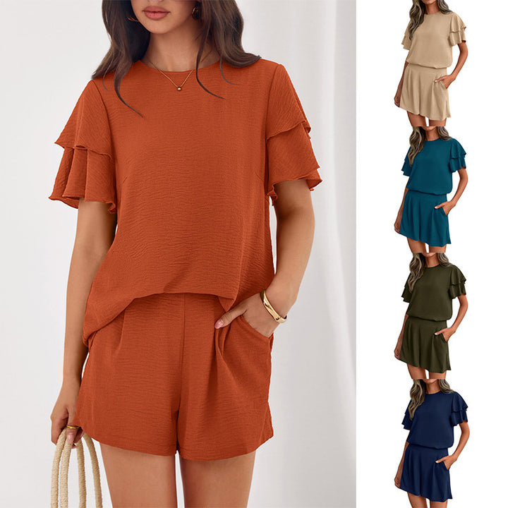 Dame Lekenes Jumpsuit med Volangdetaljer og side lommer Skjora