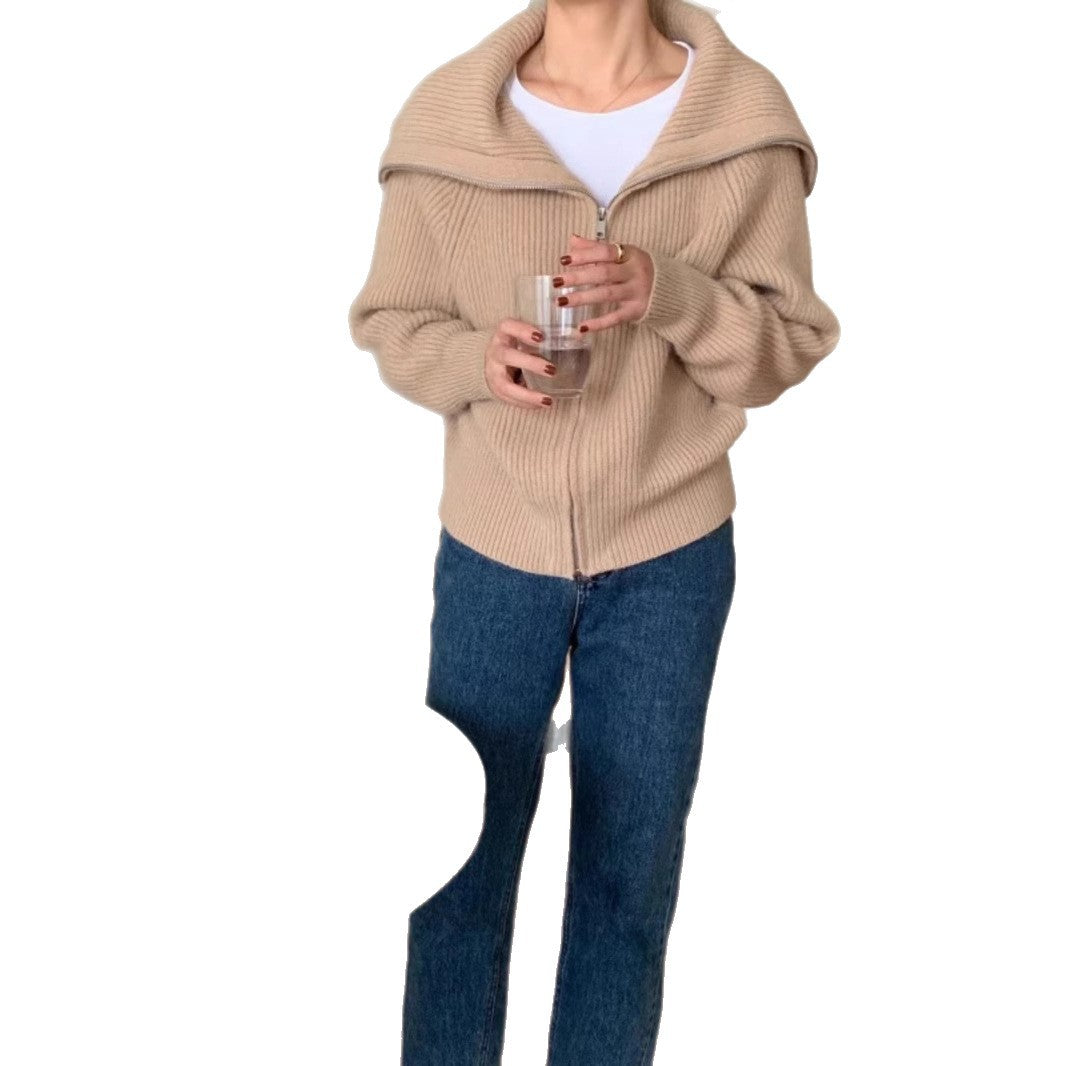 Kvinne cardigan med bred krage og teksturert design Skjora