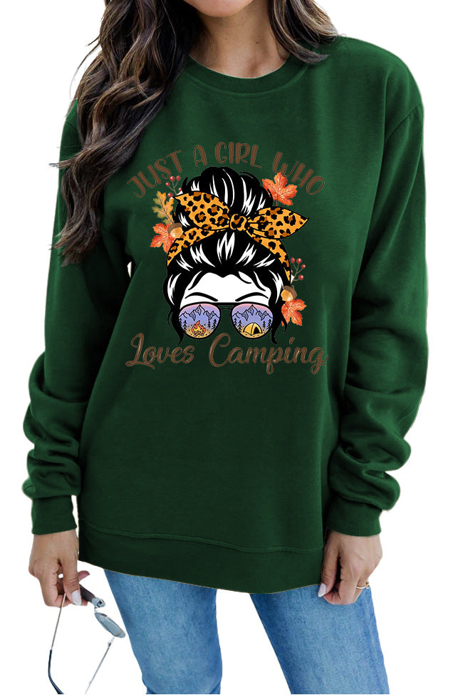 Kvinne sweatshirt med kunstnerisk campingmotiv Skjora