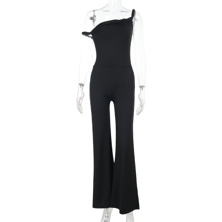 Dame off-shoulder jumpsuit med vide ben og elastisk topp Skjora