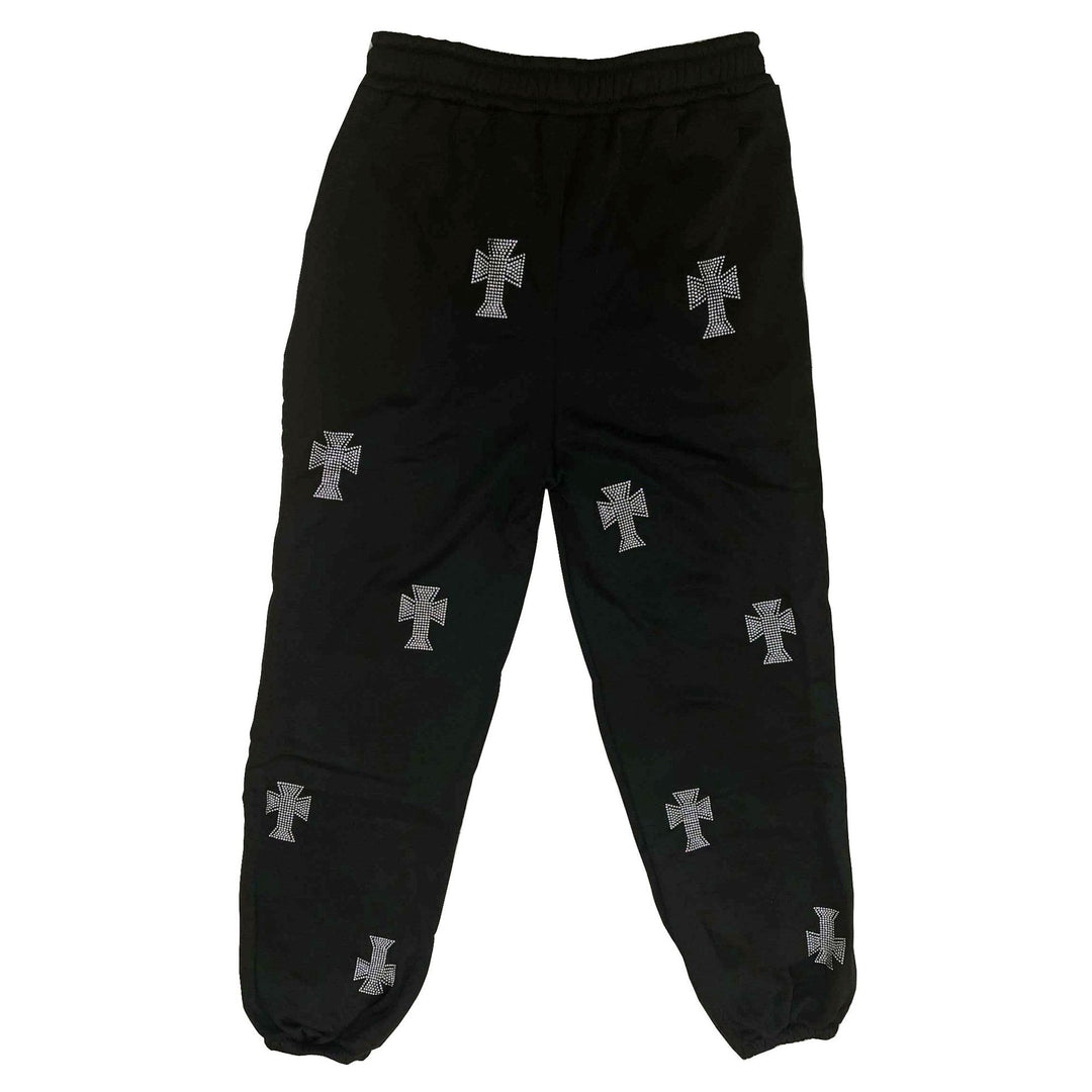 Dame joggebukser med stilige kors-emblemer og elastisk linning Skjora