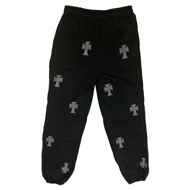 Dame joggebukser med stilige kors-emblemer og elastisk linning Skjora