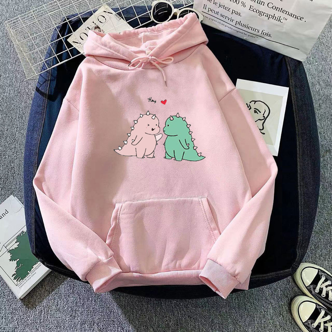 Damen Kapuzenpullover mit verspieltem Dinosaurier-Motiv Skjora