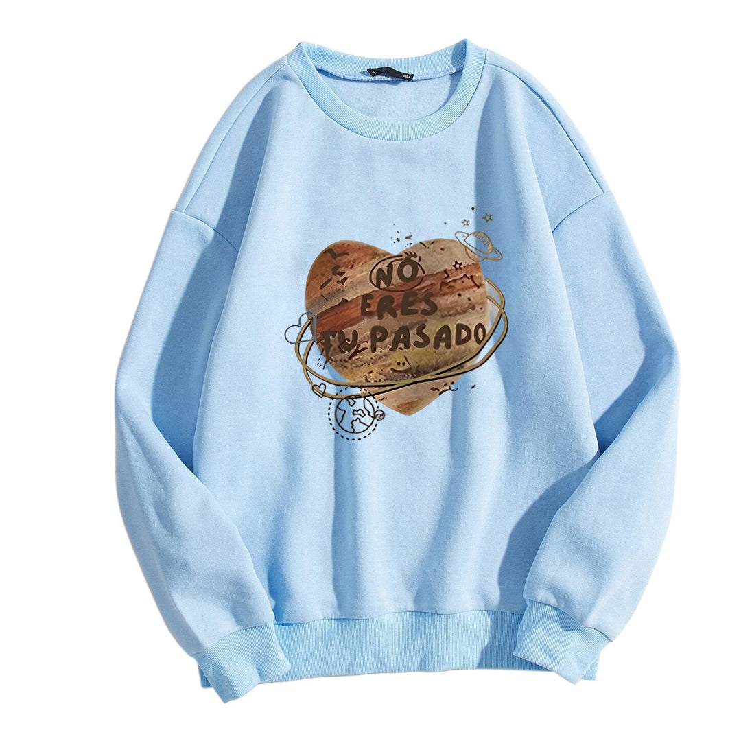 Dame avslappet sweatshirt med kreativt hjerte-motiv Skjora