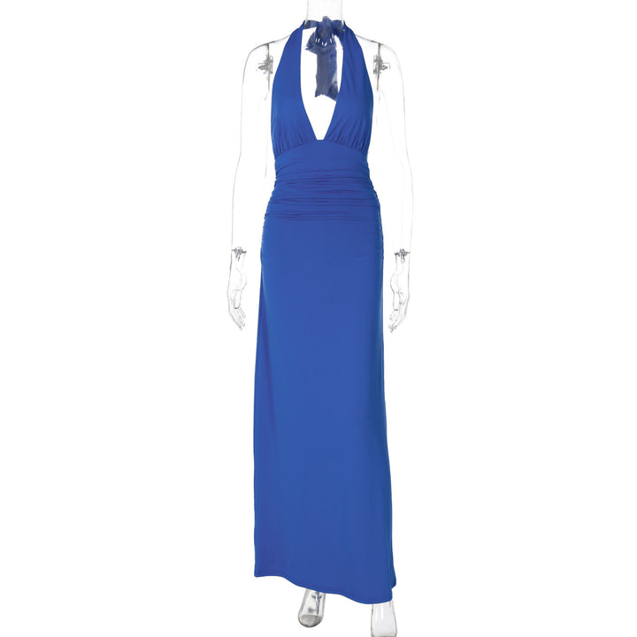 Dame Halter-Maksikjole med elegant Drapering Skjora