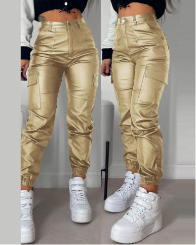 Dame fashion Cargo-bukser med elastisk linning og lommer Skjora