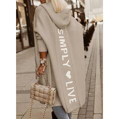 Kvinne Oversized Hoodie-Kardigan med Skrift på Siden Skjora