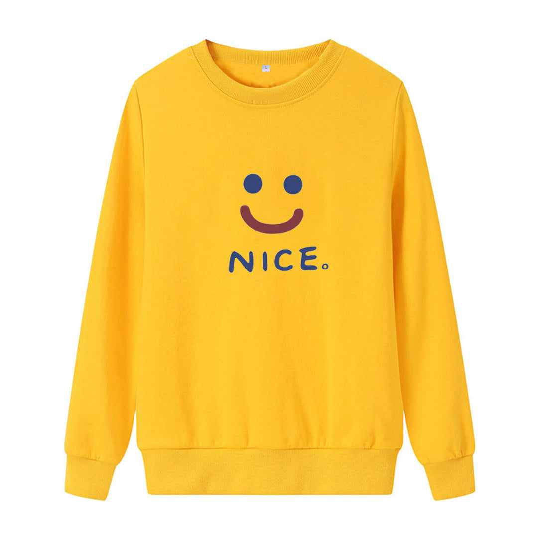 Damer uformell sweatshirt med gledelig smile-motiv Skjora