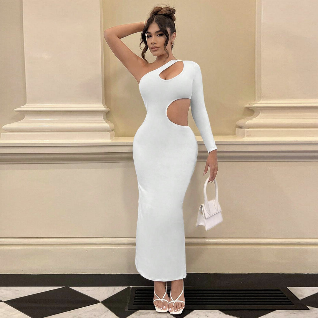 Damer Longsleeve Maxi-kjole med sexy cut-outs og kroppsnær passform Skjora