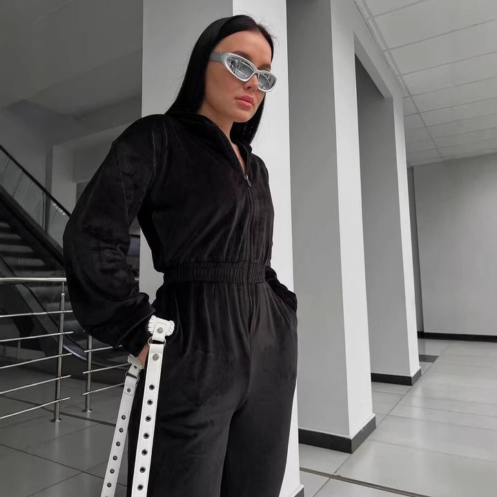 Dame Fleece Overall med Glidelås og Hette