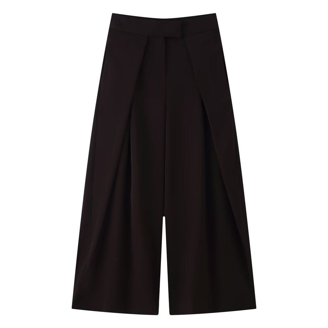 Damer vidt skjært culotte-bukse med elegante folder og høy midje Skjora