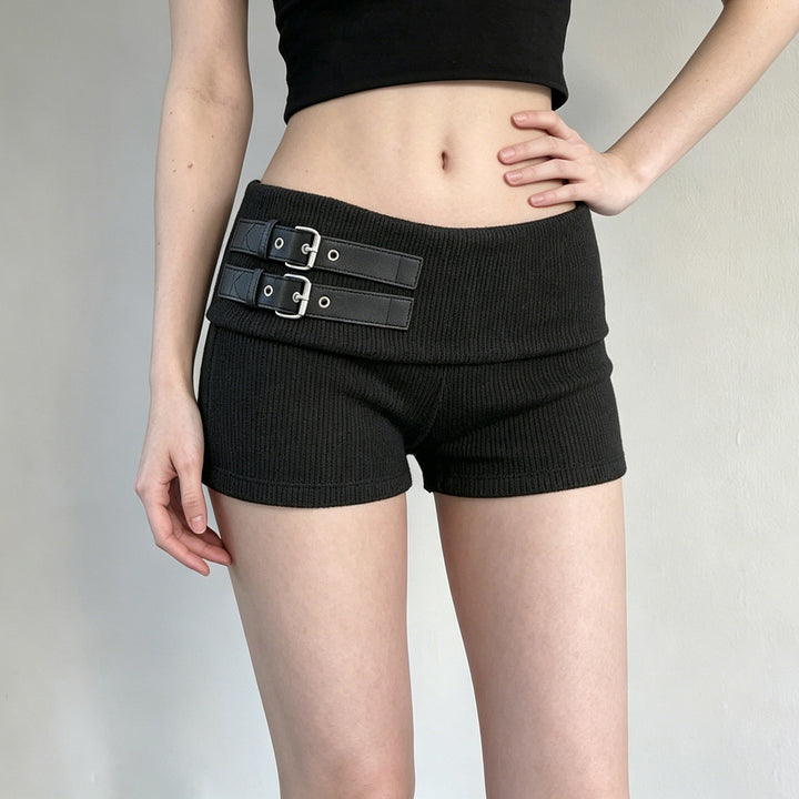 Dame sporty shorts med moderne beltedesign og høy midje Skjora