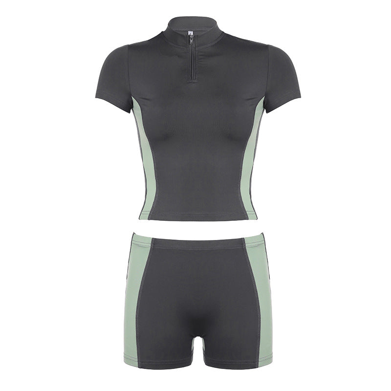 Dame sporty sett med kort topp og shorts Skjora