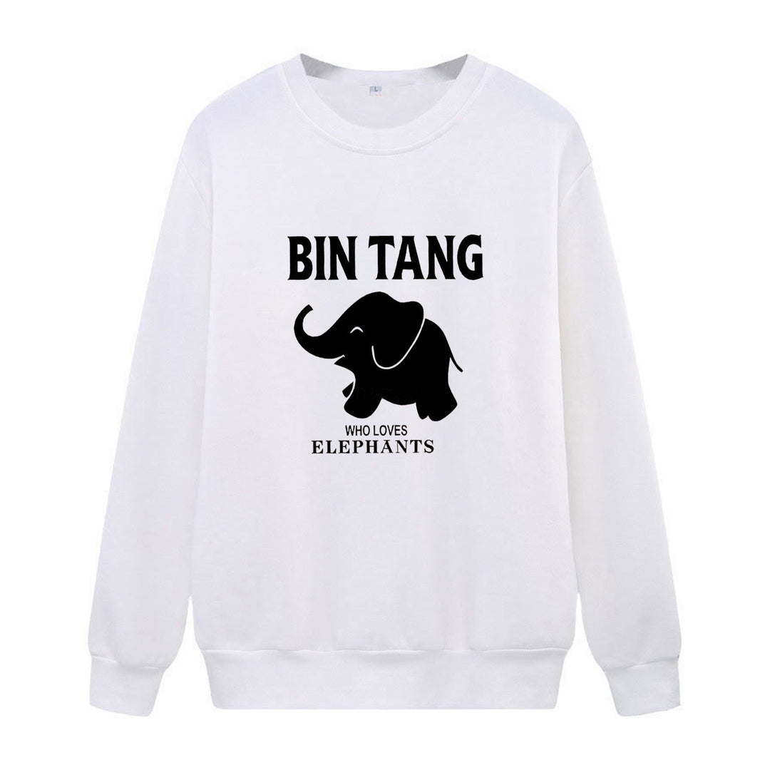 Dame sweatshirt med stort elefantmotiv og motiverende trykk Skjora