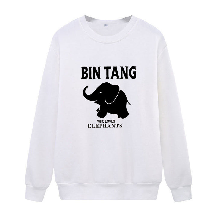 Dame sweatshirt med stort elefantmotiv og motiverende trykk Skjora