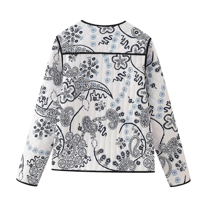 Kvinnenes quilted fritidsjakke med blomsterdesign og praktiske lommer Skjora