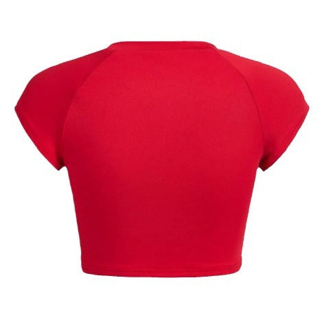 Dame Crop-Top med kreativt øye-motiv og kroppsnær passform Skjora