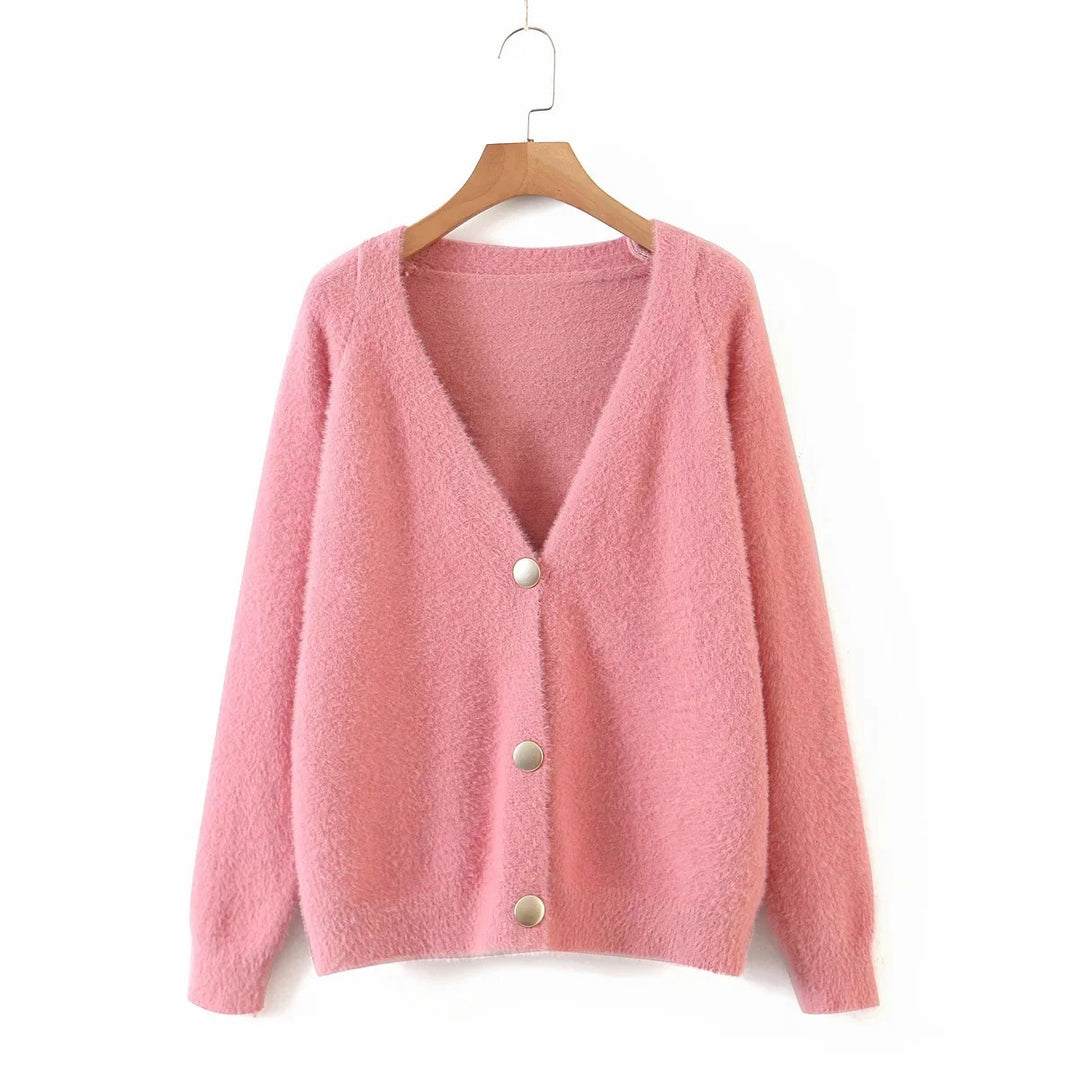 Kvinnens koselige cardigan med store knapper og oversized passform Skjora