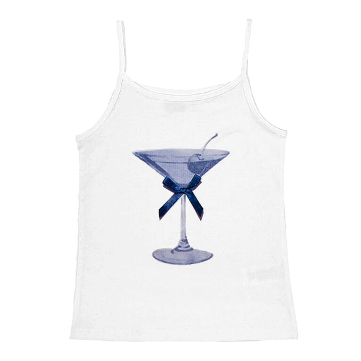 Dame tanktop med kreativ cocktail-design Skjora