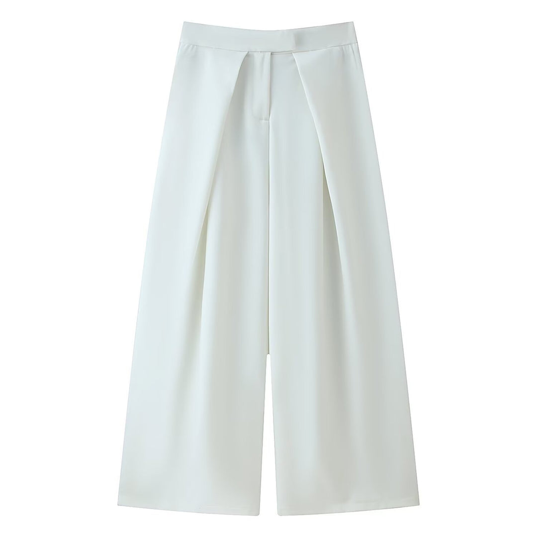 Damer vidt skjært culotte-bukse med elegante folder og høy midje Skjora