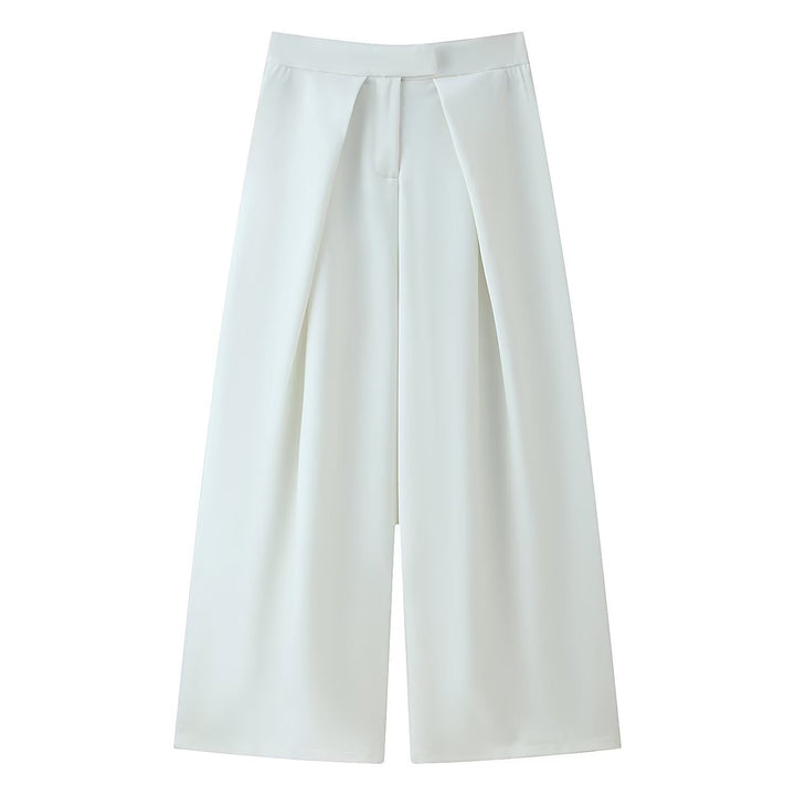 Damer vidt skjært culotte-bukse med elegante folder og høy midje Skjora