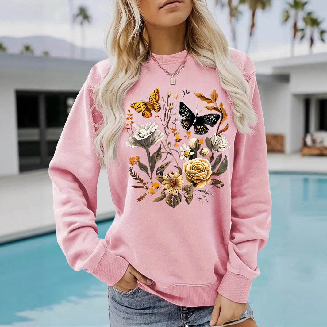 Kvinnelig sweatshirt med blomstertrykk og avslappet passform Skjora