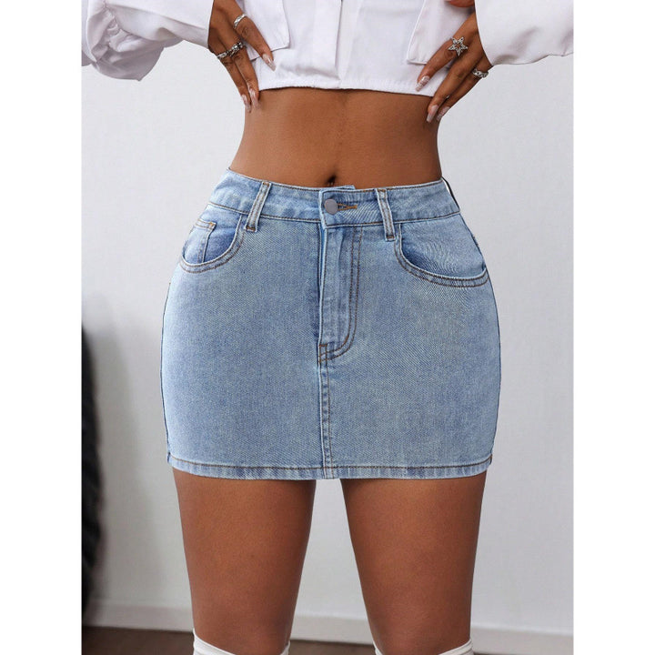 Dame denim miniskjørt med elegante snøring detaljer Skjora