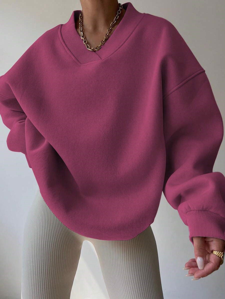 Dame Oversized Sweatshirt med V-hals Skjora