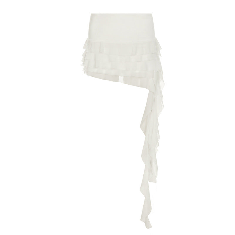 Dame asymmetrisk volangskjørt med elegant drapering Skjora
