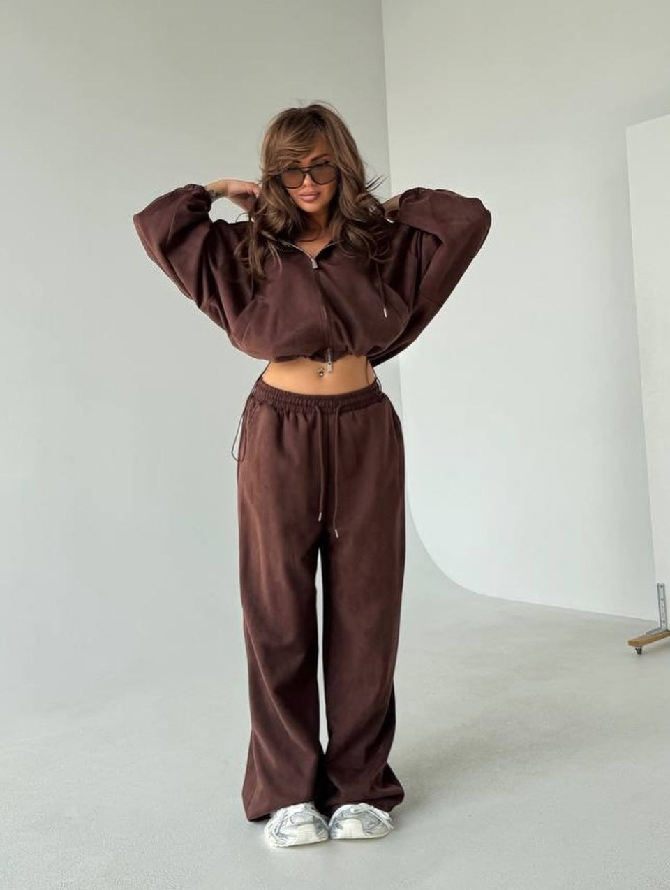 Dame casual fleece genser og joggebukse sett Skjora