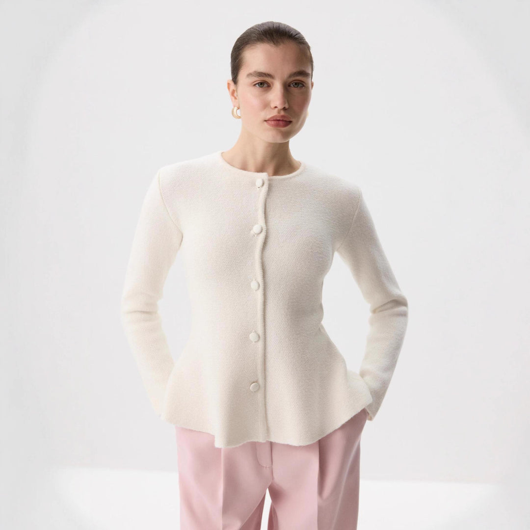 Damer elegant cardigan med teksturdesign og figurtilpasset snitt Skjora