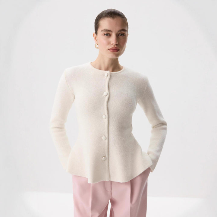 Damer elegant cardigan med teksturdesign og figurtilpasset snitt Skjora