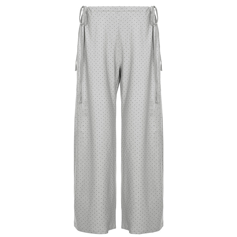 Damer loose pyjamasbukse med fleksibel liv og dekorative bånd Skjora