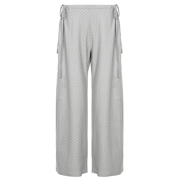 Damer loose pyjamasbukse med fleksibel liv og dekorative bånd Skjora