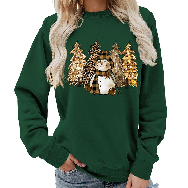 Dame sweatshirts med kreativ snømanndesign og myk fôr Skjora