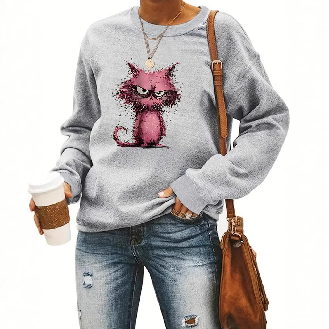 Kvinnegenser med kreativ kattemotiv Skjora