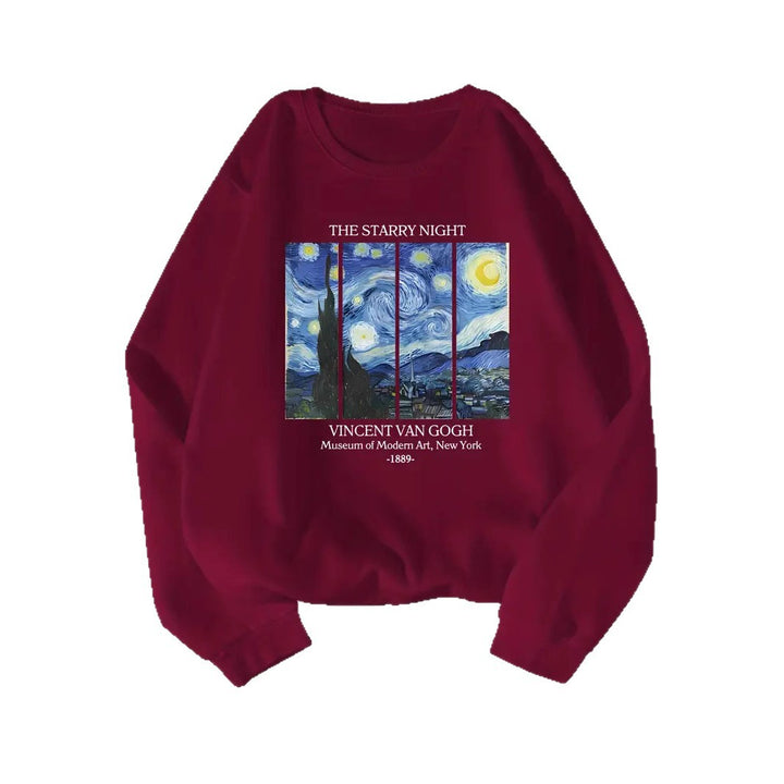 Dame sweatshirt med klassisk Van Gogh kunstmotiv Skjora